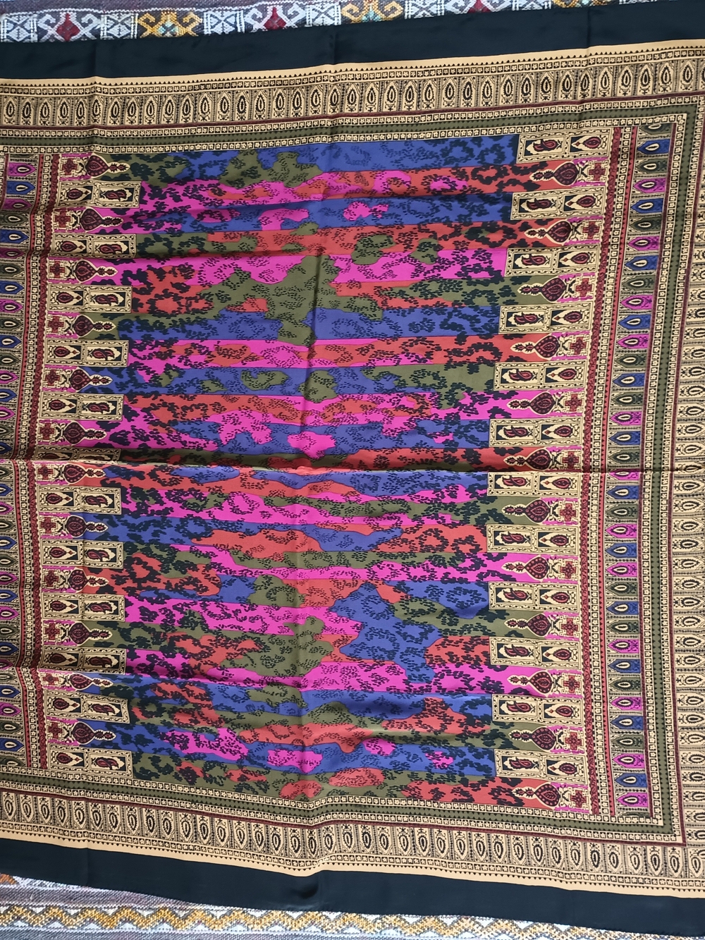 Vintage Multicolor Silk Scarf